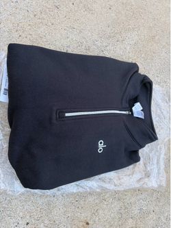Black ALO QUARTER ZIP UP PULLOVER