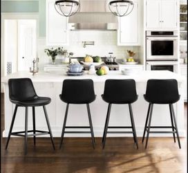 24 inch Counter Stool, Modern Bucket Barstools, Counter Height Bar Stools with Back and Footrest for