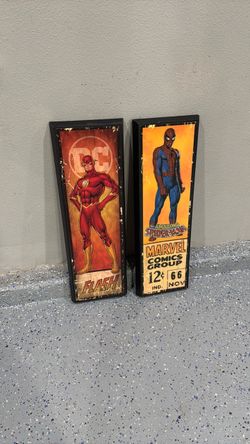 DC Flash & Marvel Spider-Man Framed Wall Art Set