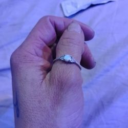 Women's Size 9 Silver Opal Ring