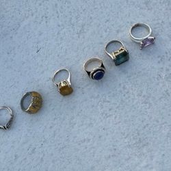 6 Silver Rings ‘8 For Sale