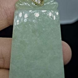 Certf Burmese Jadeite Pendant Lucky Safety Plaque. 