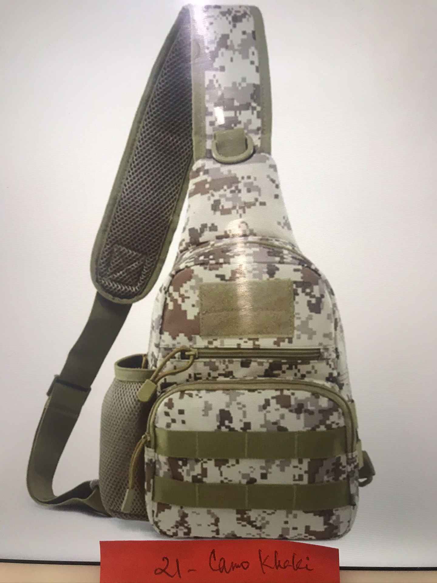 Camouflage Tactical Sling Chest Bag w/water bottle holder