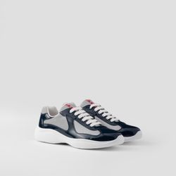 PRADA America's Cup Men's Navy White Grey Lace-Up Athletic Sneakers