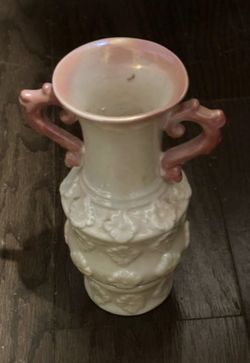 Vintage Pink & White Lusterware Vase