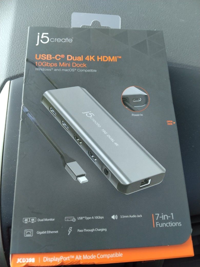J5 7 IN 1 USB-C UAL 4KHDMI 10Gbps MINI DOCK
