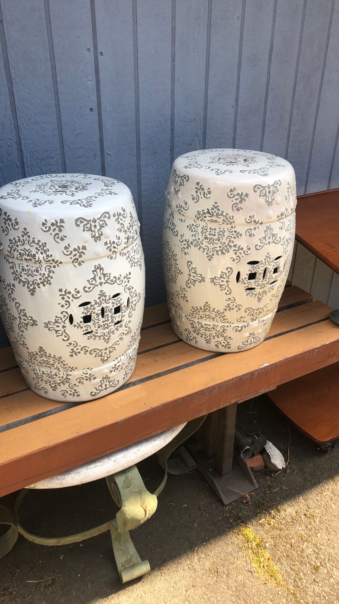 Garden stool ceramic matching plant stand