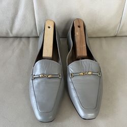 Enzo Angiolini Light Gray Leather Flats Women’s Loafers Size 7,5 M Classic