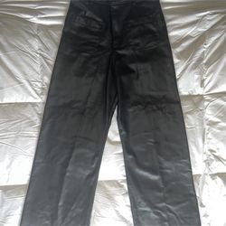 Black Zara Wide Leg Faux Leather Pants