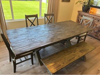 Living Spaces Expandable Table, Chairs and Bench