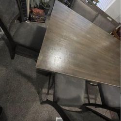 Dining table (wooden) - 3 chairs and 3 seater bench
