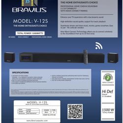 BRAVIUS V-12S Home Theater Soundbar
