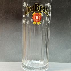 (1) Nice Jim Beam Kentucky Bourbon Highball Ribbed Glasses 6.25” Tall Snowflakes 2022. Thick glass. Excellent condition. 