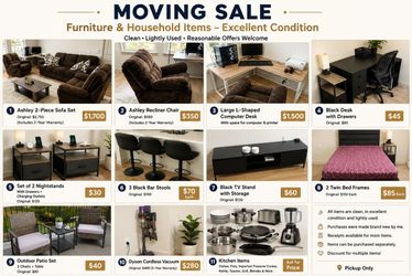 MOVING SALE – Furniture & Home Items!