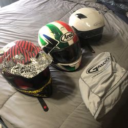 3 Motorcycle Helmets 