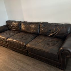 3-piece Bernhardt Brown Leather Sofa 