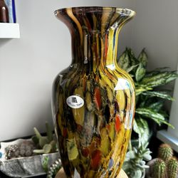 Handmade Vintage Italian Art Glass Vase-Florence