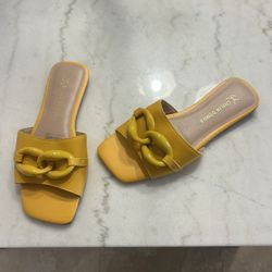 Giulia Domna yellow mule sandals