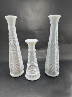 $11 Each OR $30 All—Vintage Anchor Hocking Milk Glass Flower 🌹 Bud Vases 