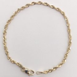 10kt Real Gold Sparkle Rope Bracelet 