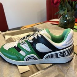 Brand New Gucci Basket Weave Sneakers White/green/black Size 7