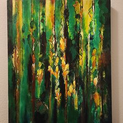 Original Acrylic Abstract Art Painting On Canvas by Siki, 16x20" One-of-a-kind