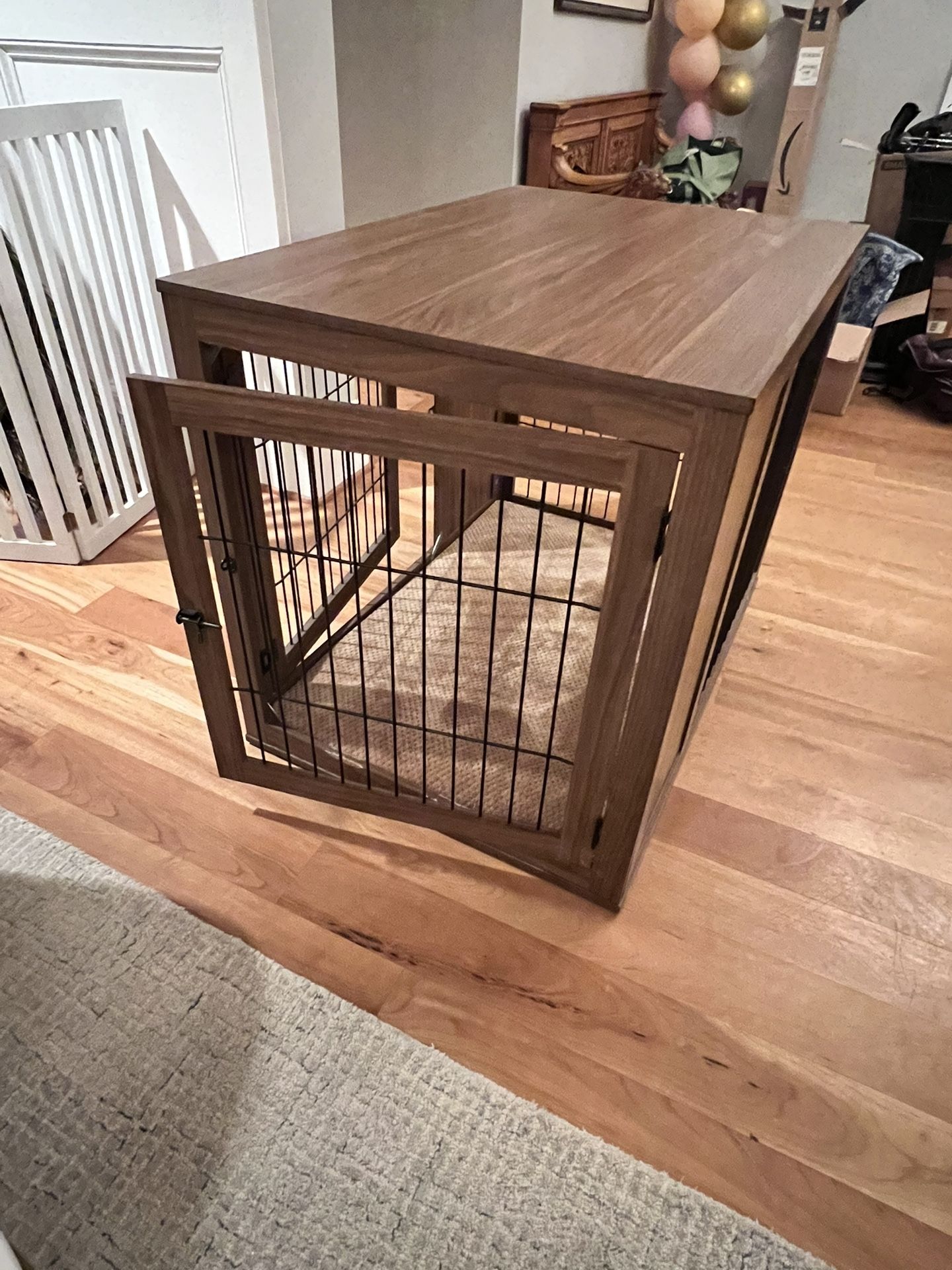 Large Furniture Style Dog Crate In Walnut