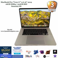MacBook Pro "Core i7" 2.6 16" 2019, 16GB. 512GB "H91182"
