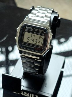 Casio Vintage Silver Digital Watch - New in Box - A158W/A168W