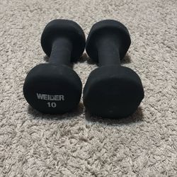 10 Pound Weider Black Dumbbells 