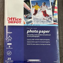 New Office Depot Premium High Gloss 8.5x11 Photo Paper Pack