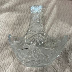 Vintage Violetta Crystal Basket shape Cut Glass 6" Across Heavy! Unique