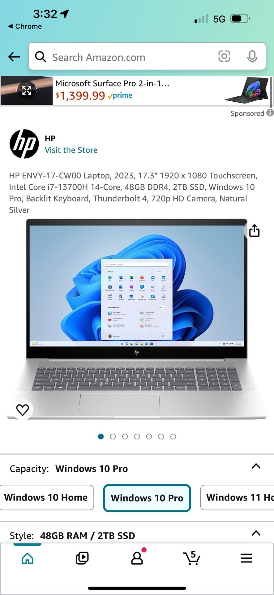 HP ENVY Laptop 17t-cw100, 17.3