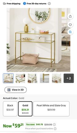 39.4" Console Sofa Entryway Gold Table with Glass