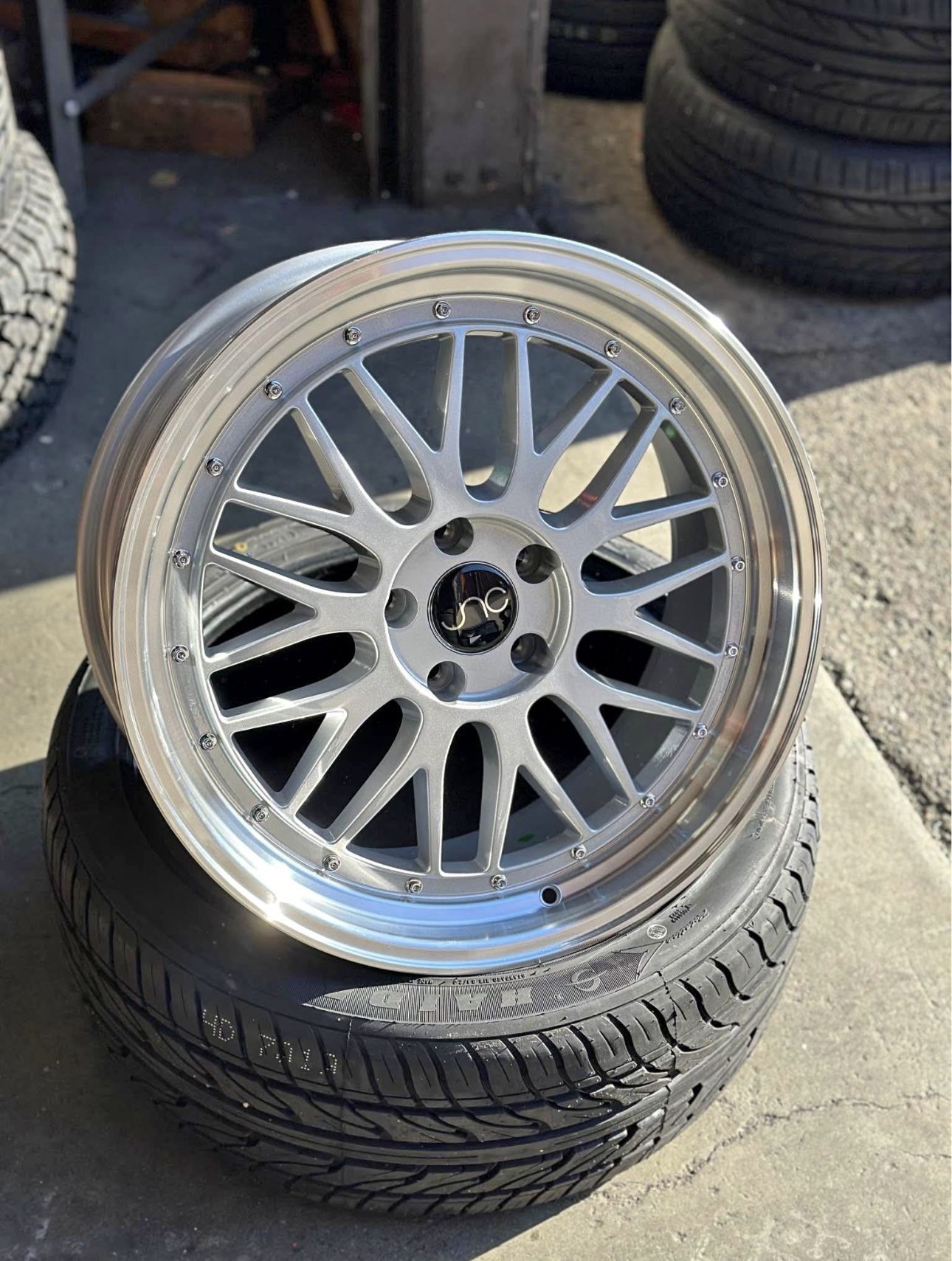 JNC005 Silver Machine Lip 19x8.5 19x9.5 5x100 5x112 5x114.3 5x120 Rims Tires
