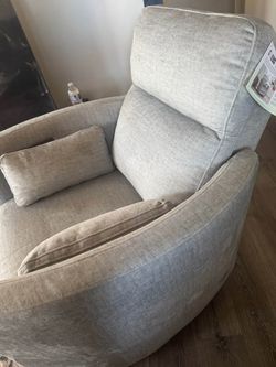 Cheers Gray Velvet Power Recliner Swivel Glider Chair with USB Port