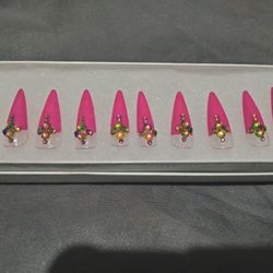 Pink Tip Ballerina Press On Nails 