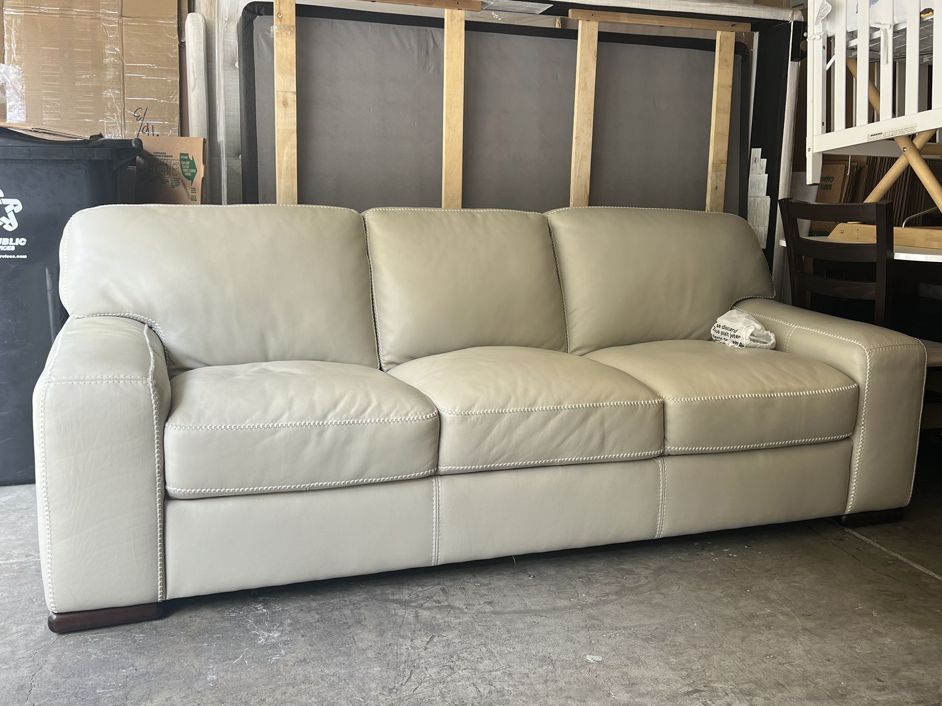 Real Leather 3 Seats Sofa 