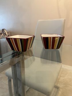Ceramic Bowls Vintage simple Addi+ions By The Pampered Chef Stripes Set Square Bowls
