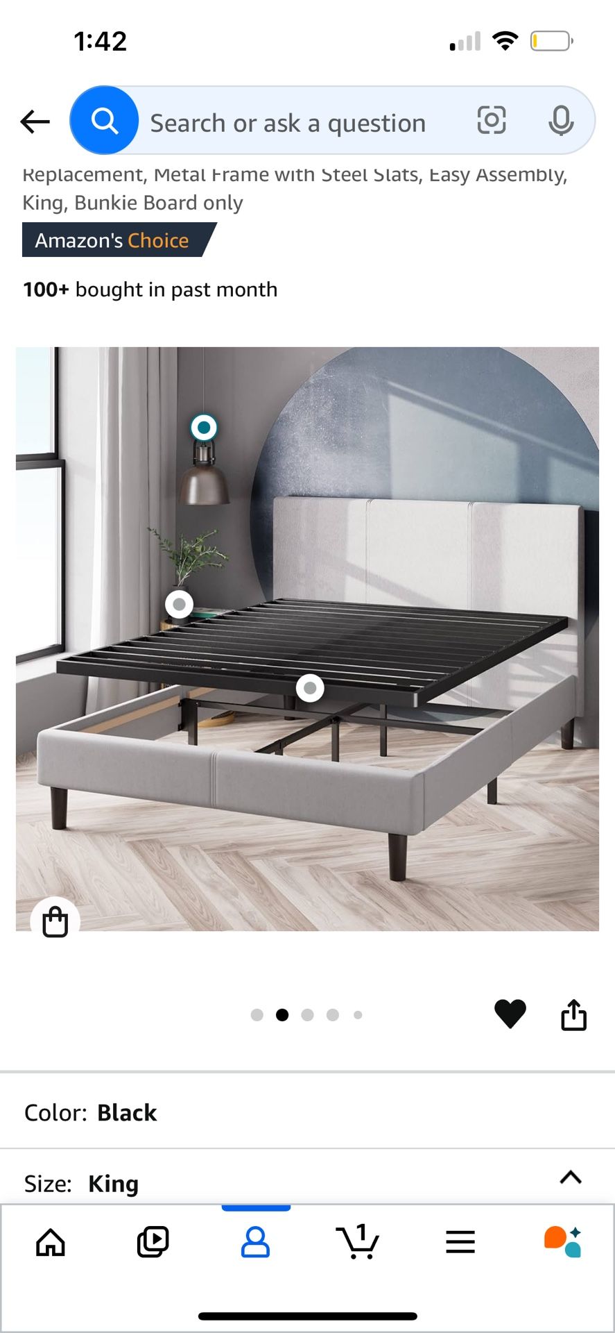 ZINUS Quick Lock Bunkie Board / Box Spring & Bed Slat Replacement King, Bunkie Board only