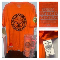 Universal Studios Super Nintendo World MARIO KART Flower “Stanley” Tumbler & Shirt BUNDLE (NEW) 