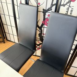 Set Of 4 Dining Room Table Chairs Black 