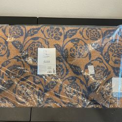 Blue Floral Doormat Rug