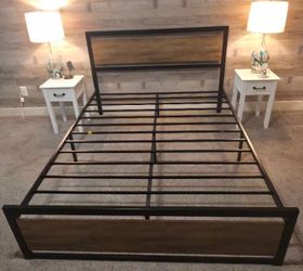 Queen Platform Bed Frame – Metal/Wood