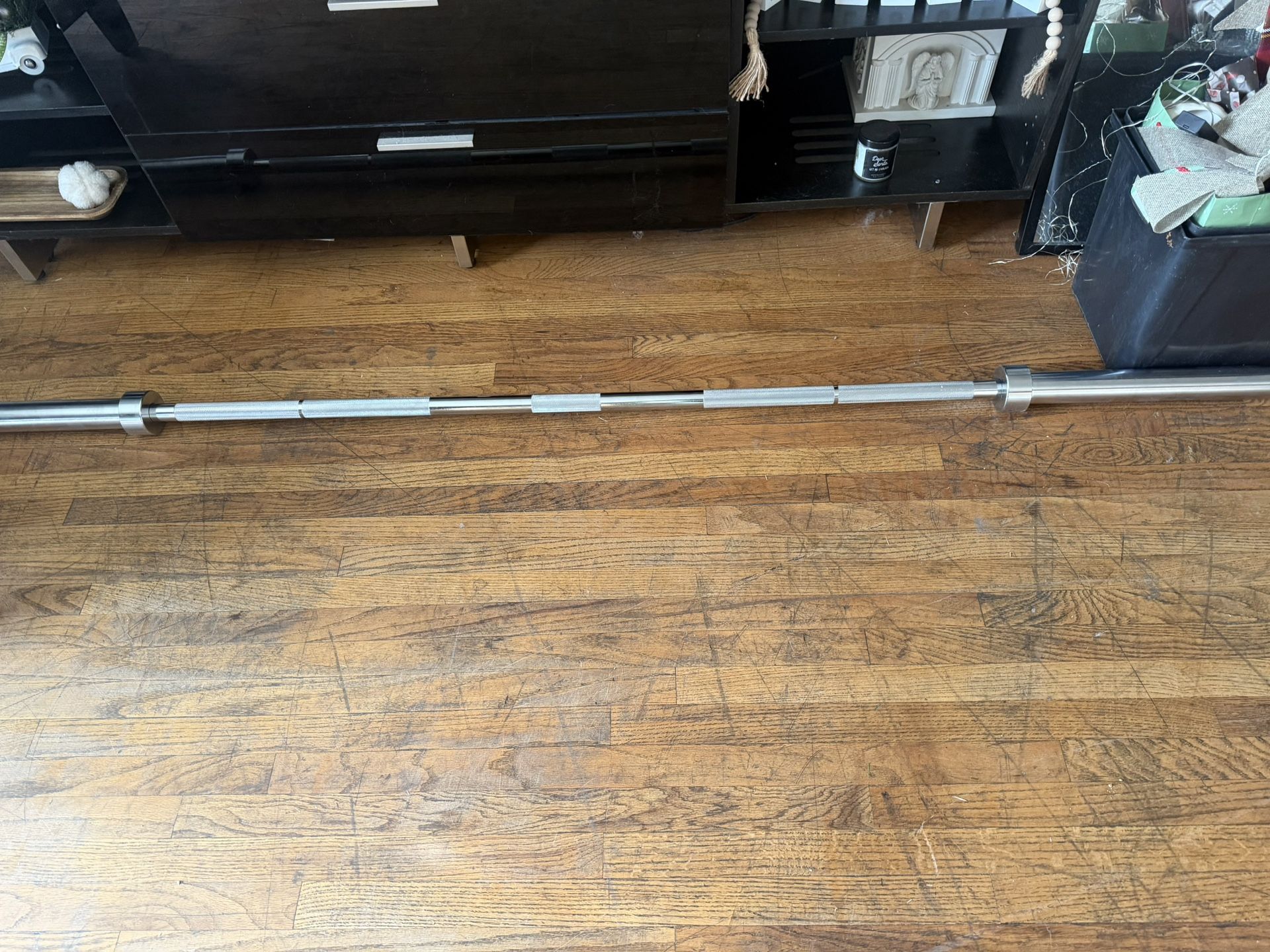 Olympic Bar With Collars 7 Foot Long 45 Lbs