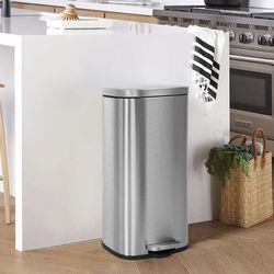 Stainless Steel 45L (12 Gallon) Soft-Close Trash Can – Removable Inner Bucket | Like New