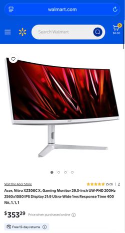 Acer, Nitro XZ306C X, Gaming Monitor 29.5-inch UW-FHD 200Hz 2560x1080 IPS Display 21:9 Ultra-Wide 1ms Response Time