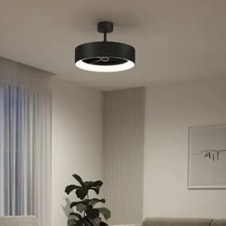 new in box Aiden 24 in. Indoor Black 8 Steps CCT 17.7 in. Integrated LED Ceiling Fan with Remote Inc