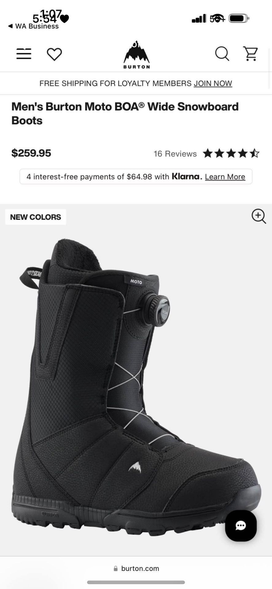 Men's Burton Moto BOA® Wide Snowboard Boots size 14