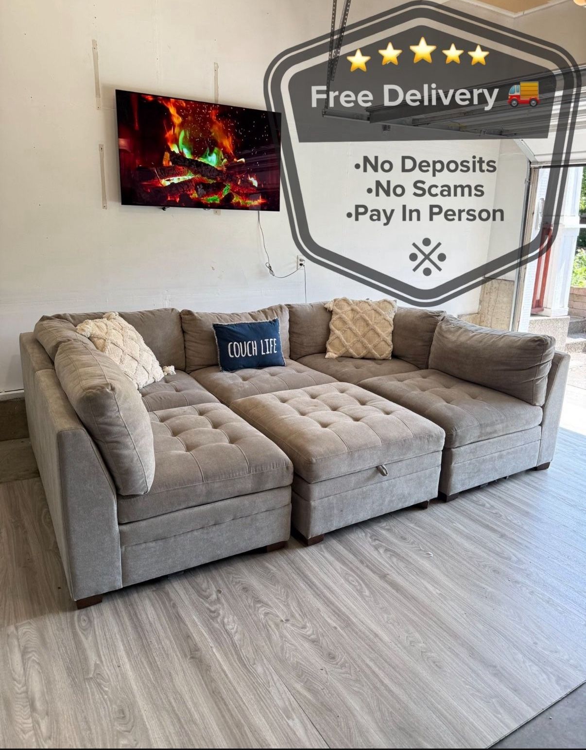 Gray Costco Sectional Couch 🛋️- Free Delivery 🚚 